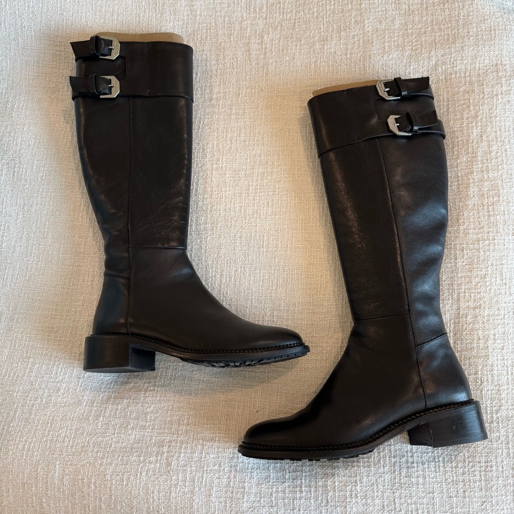 Aquatalia Black Leather Knee-High Boots